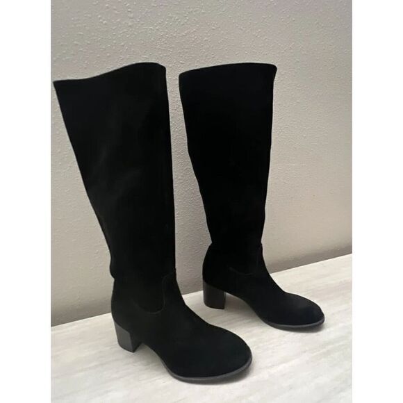 Lucky Brand Womens Sz 6M/36 Black Suede Pull On Knee High Boots $200 - Picture 3 of 8
